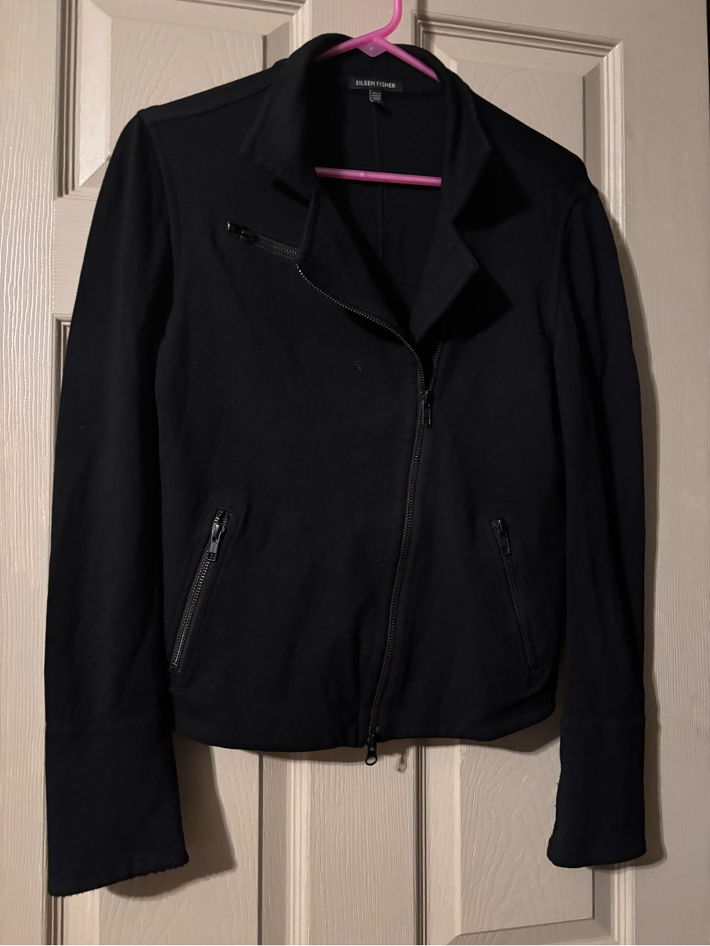 Eileen Fisher Black Asymmetric Zip Jacket